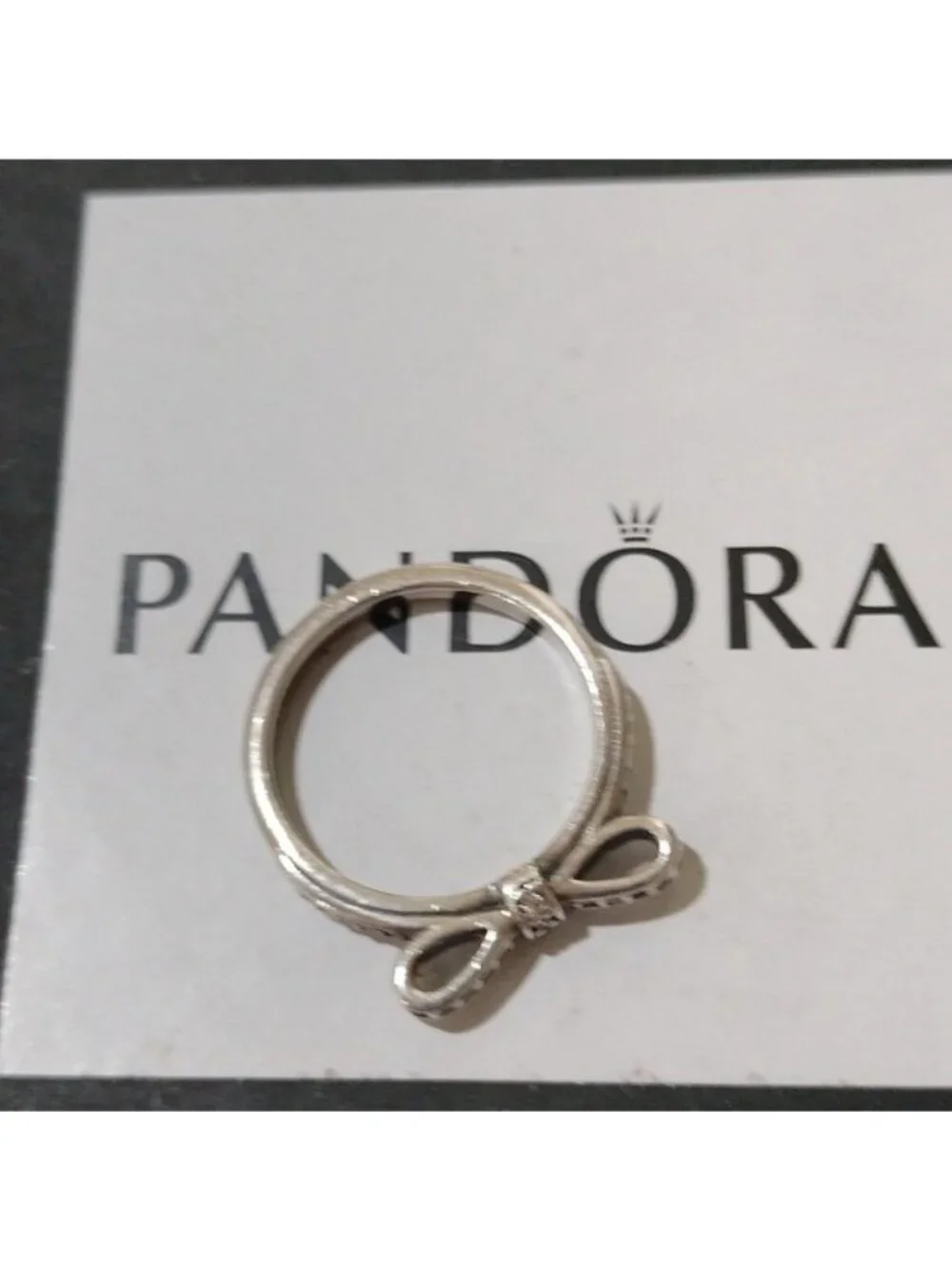 Pandora Sterling Silver Sparkling Bow Ring with Clear Zirconia 190906cz-52
